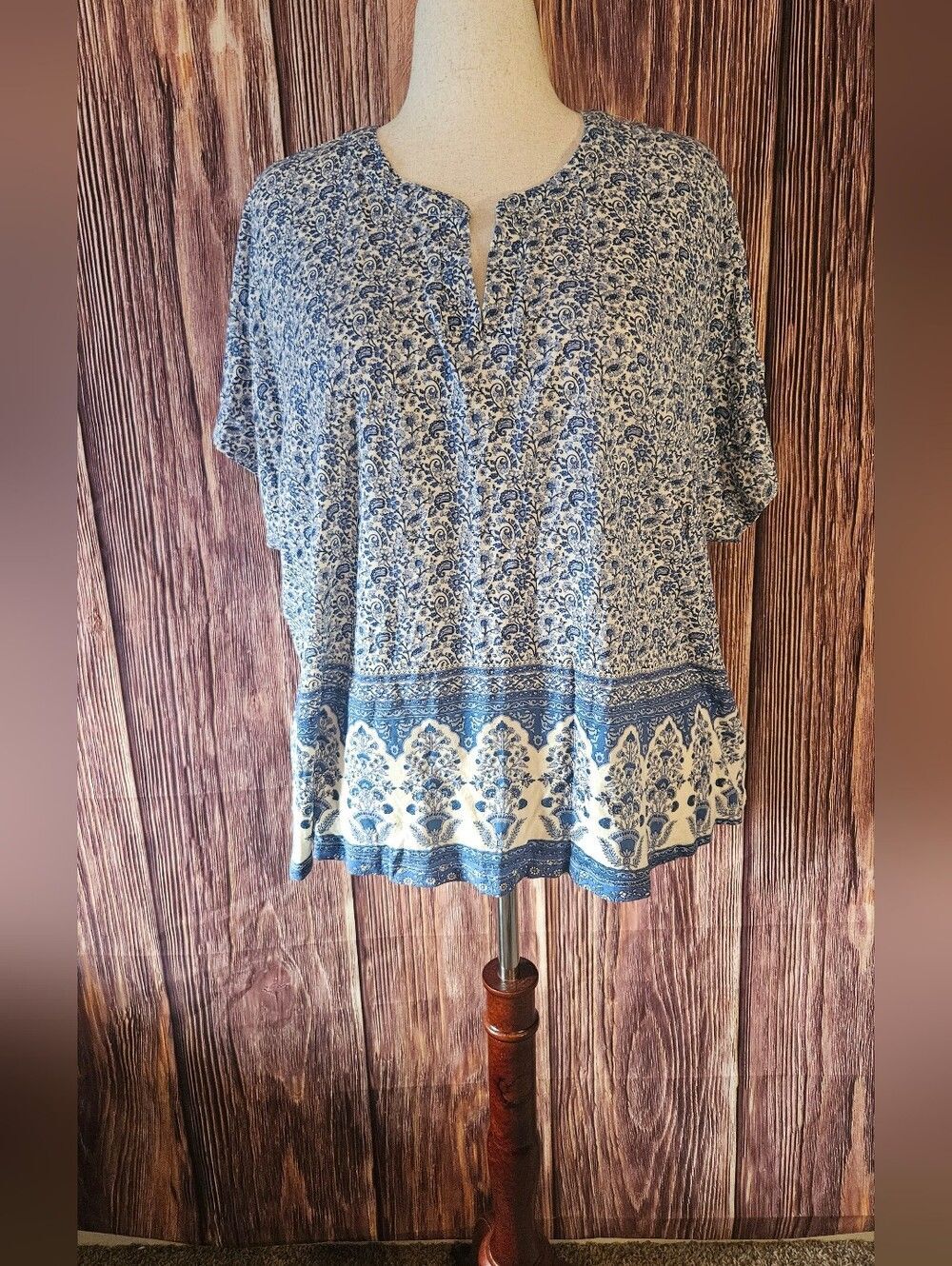Lucky Brand Mixed Print Knit Tee Plus Size 3X